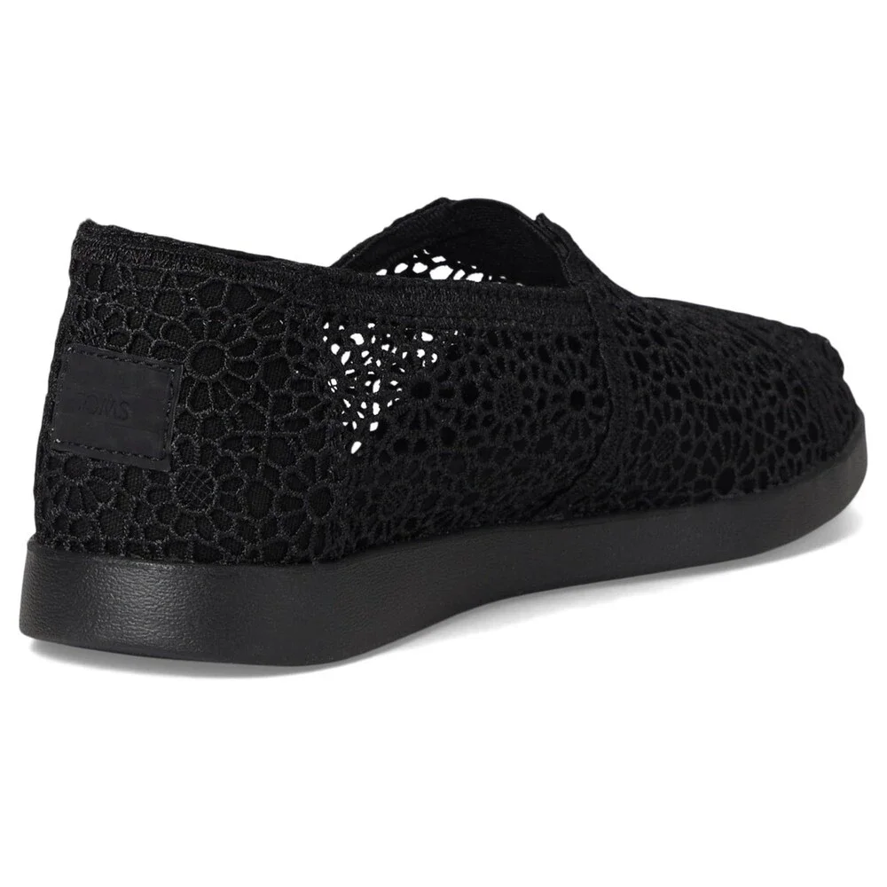 Toms Alpargata Plus Flat Loafers Women's 11 Black Moroccan Crochet Shoes RHS8927